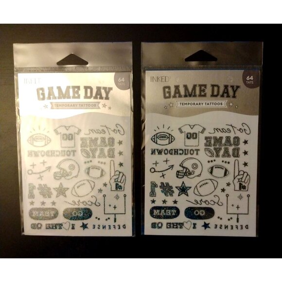2 Packs Football Game Day Touchdown Temporary Tattoos 64pc each, Inked by Dani - Picture 4 of 5